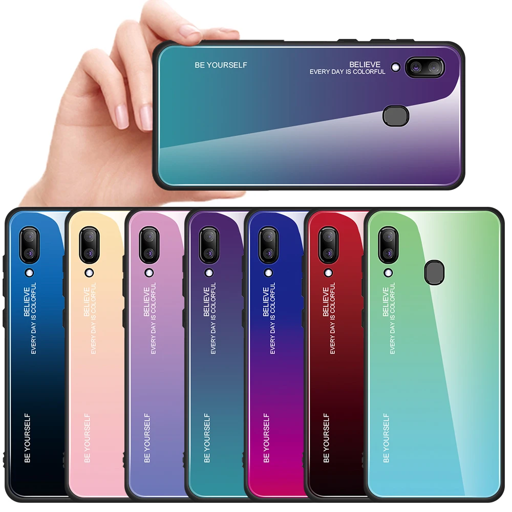 Градиентный чехол для телефона Samsung Galaxy A50 A70 A60 A30 A20 A10 A80 A51 A71 из закаленного стекла
