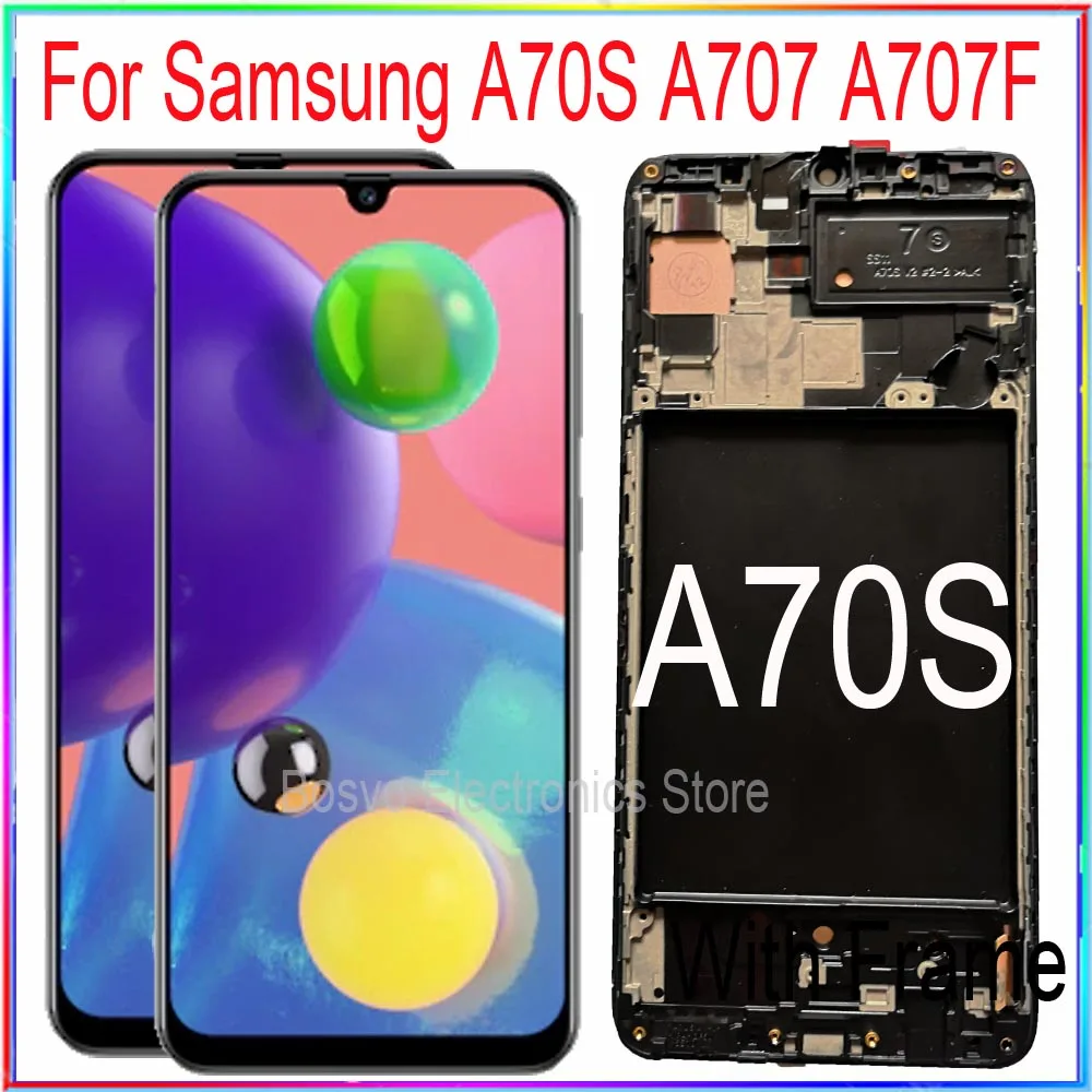 Для samsung A70S ЖК экран A707 A707F A707W A707FN/DS с сенсорным экраном рамкой в сборе Замена