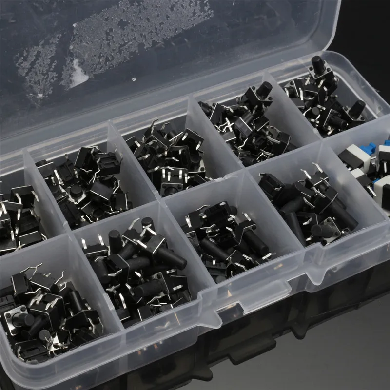 Tactile Push Button Switch Micro-Momentary Tact Assortment Kit (6x6 180pcs) | Switches
