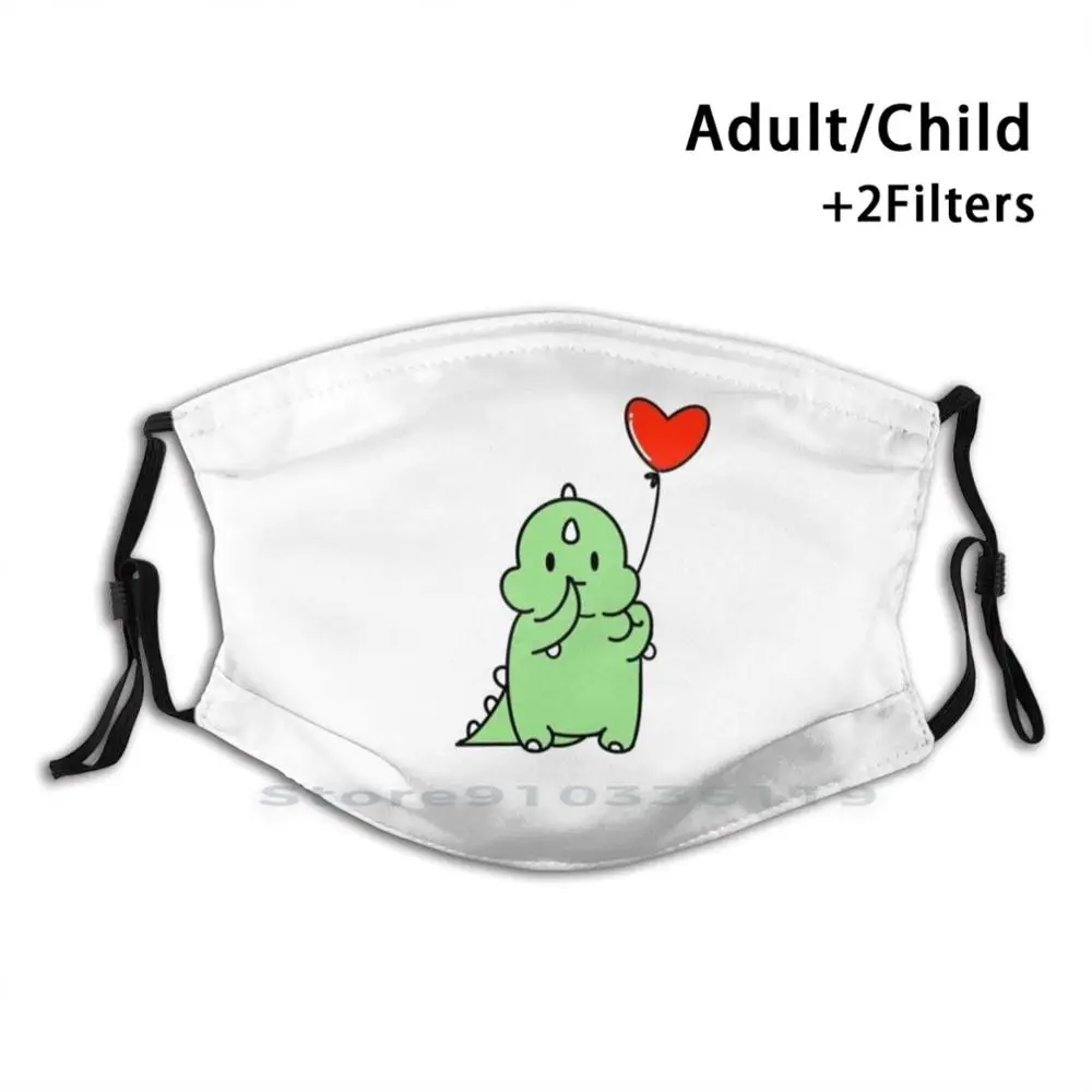 Многоразовая маска с принтом динозавра фильтр Pm2.5 детская зеленая | Аксессуары