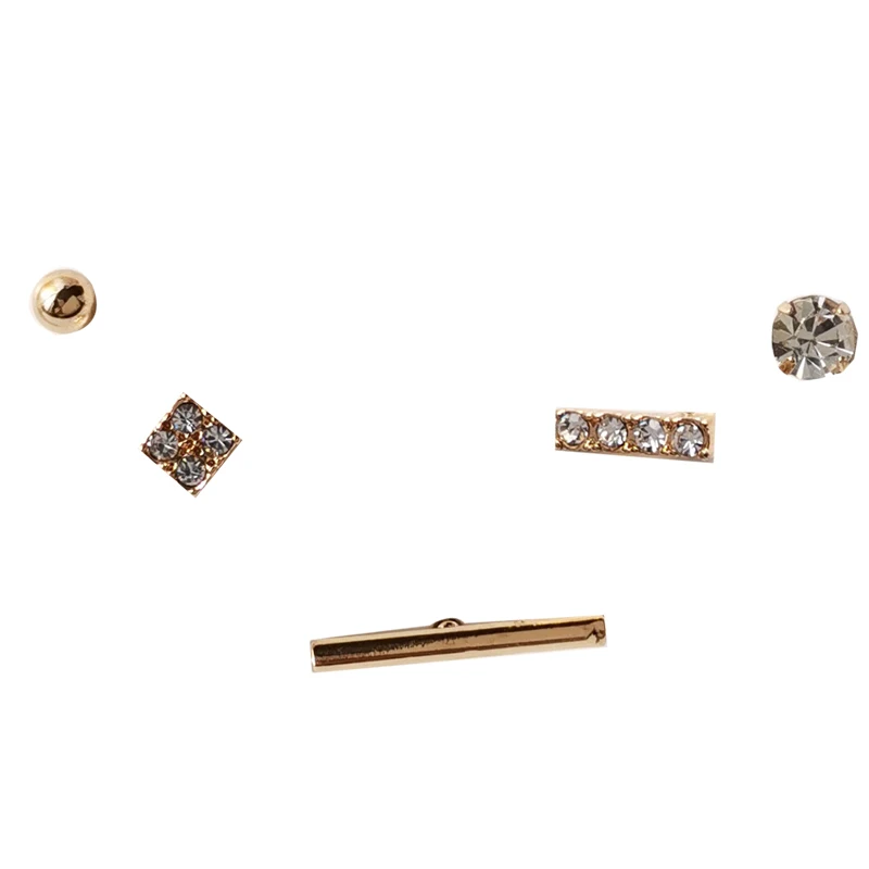 

S925 needel 5 PCS Per Set Earrings Hot Selling Metal Alloy Delicate Small High Quality Crystal Stud Earrings For Girl Women Gift