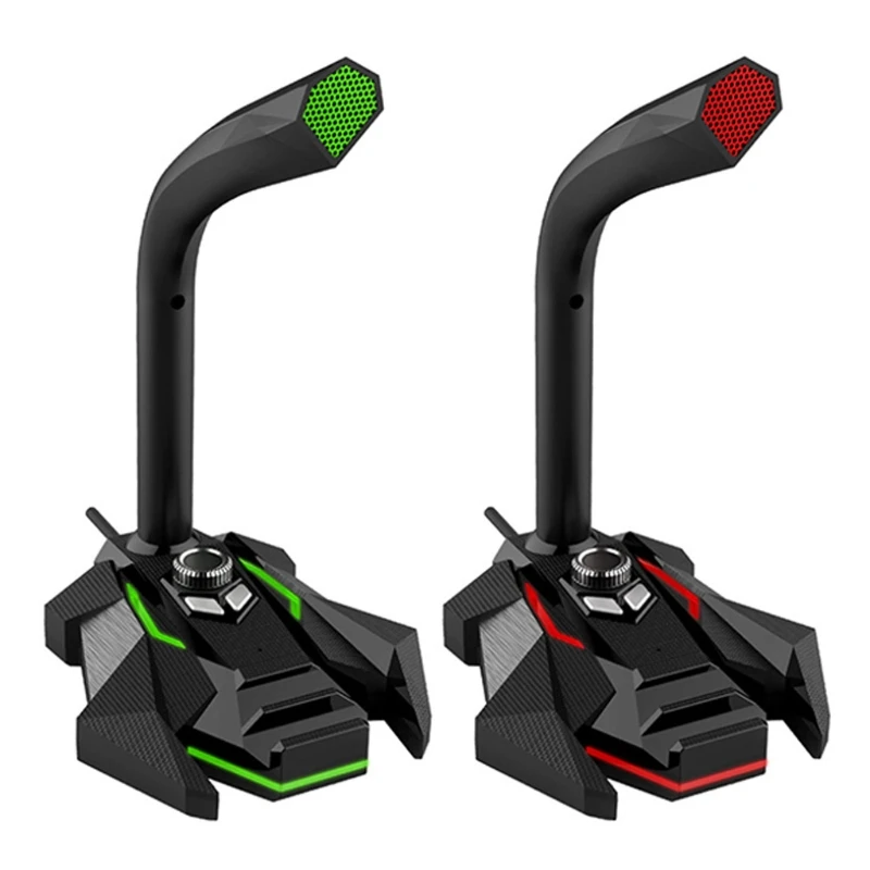 

USB компьютерный микрофон подключи и работай Настольный многонаправленный конденсаторный ПК Двойной микрофон со светодиодный светильник к...