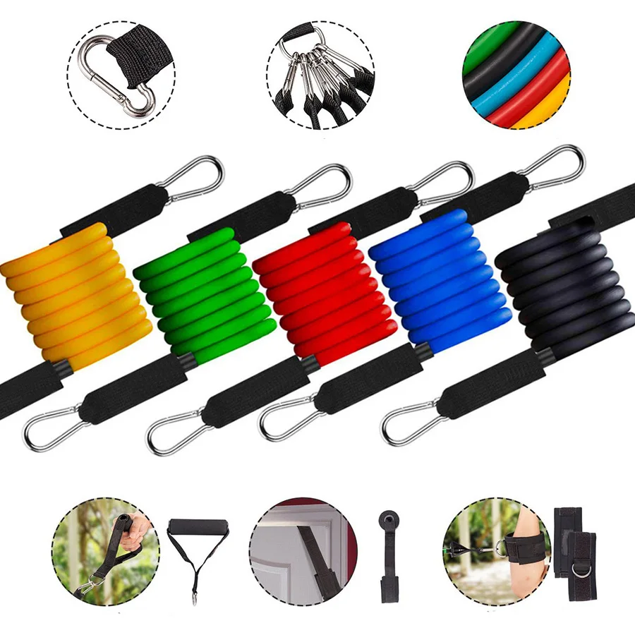 

11Pcs Training Resistance Bands Set Exercise Bands Door Anchor Handles Waterproof Carry Bag Legs Ankle Straps XR-Hot