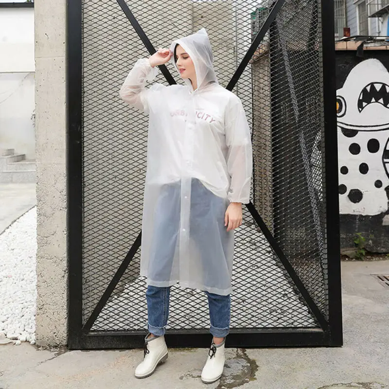 Для женщин унисекс Водонепроницаемый куртка прозрачный дождевик из ПВХ с