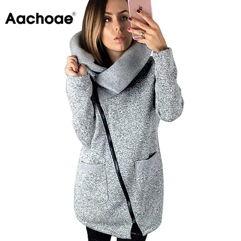 Aachoae осень зима Чистый теплый флисовый свитер с капюшоном 2020 отложной воротник