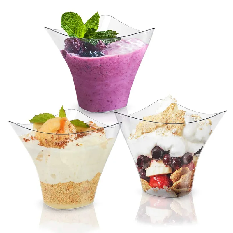 

50/100pcs 135ml Plastic Dessert Cups Yogurt Mousses Pudding Cup Mini Portion Cups Container Tableware Party Wedding Supplies