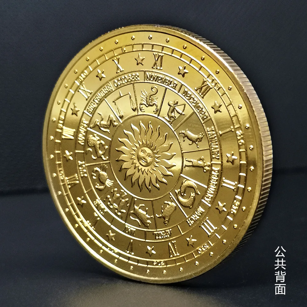 

12pcs/lot Beautiful Twelve Constellations Zodiac Gold Coin With Capsule Art Collection Gift Physical commemorative Metal Coins