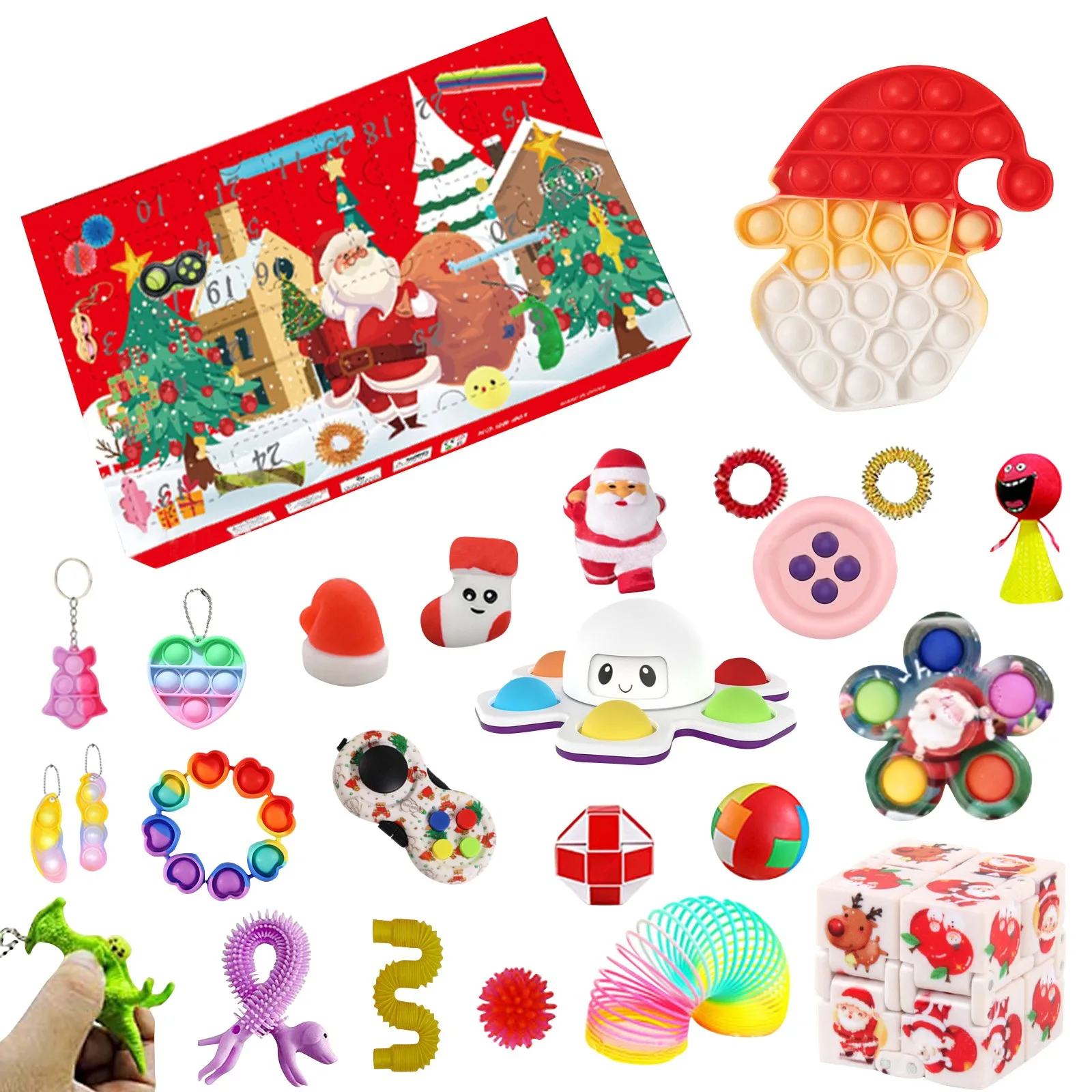 

Fidget Toys 24PCS Christmas Advent Calendar Pack Anti Stress Toys Kit Stress Relief Figet Toy Blind Box Kids Christmas Gifts