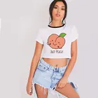 Новая летняя одежда с изображением просто персиковый принт Japanses эстетику футболка для женщин Harajuku милые повседневные подарок для девочки модные кроп-футболки