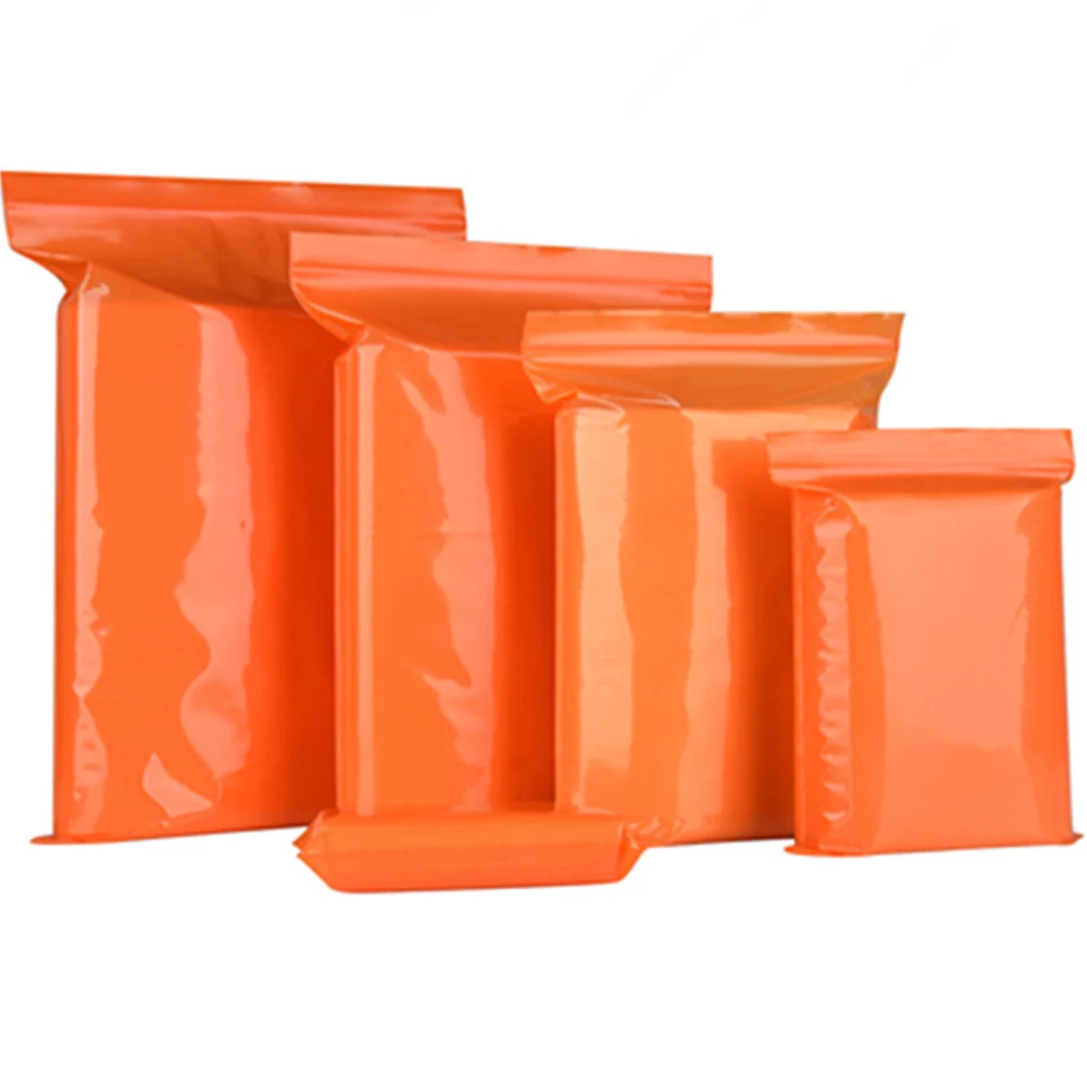 Фото 100 шт. оранжевые пластиковые пакеты на молнии самозакрывающиеся повторно