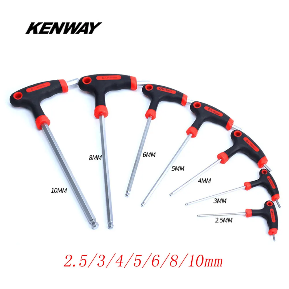 KENWAY 7 Size Bike Bicycle Allen Hex Key Repair Tool Kits 2.5-10mm for Brake Pedal Headset Stem Installation Disassembly | Спорт и