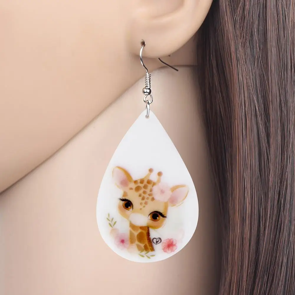 Weveni акриловые в стиле аниме серьги виде жирафа животных из фионита КАПЛЕВИДНАЯ