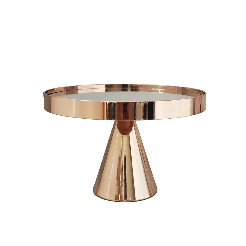 

Dessert display plate Mirror Tray Cake rack cake stand Metal electroplating dessert table European golden