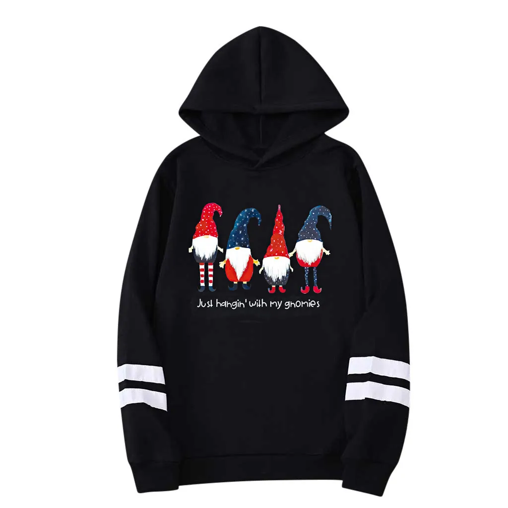Women Christmas Print Long Sleeves Hooded Pullover Sweatshirt Tops Hoodie Streetwear Women Oversized Hoodies Moletom Feminino