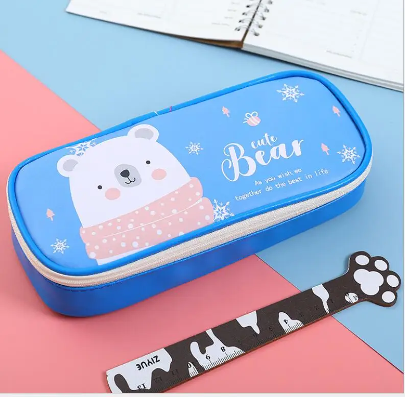 blue bear Милый чехол для карандашей Totoro, большая емкость, водонепроницаемый чехол для ручек, сумка для хранения, Estuche, офисные школьные принадлежности, Zakka escolar, канцелярские принадлежности - Цвет: blue bear