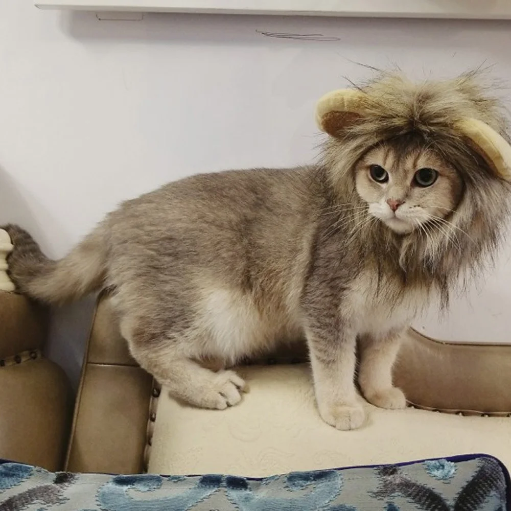 Парик для кота костюм льва грива парик шапка кошки собаки Хэллоуин
