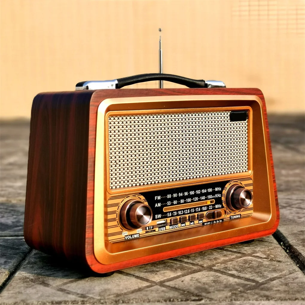

Портативное радио в стиле ретро, Беспроводная Bluetooth-совместимая HIFI колонка, стерео AM/FM-радиоприемник, плеер USB TF AUX MP3, классический стиль