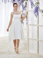 simple vestidos de novia white short wedding dresses high low scoop tulle appliqued cheap elegant bridal gown robe de mari%c3%a9e