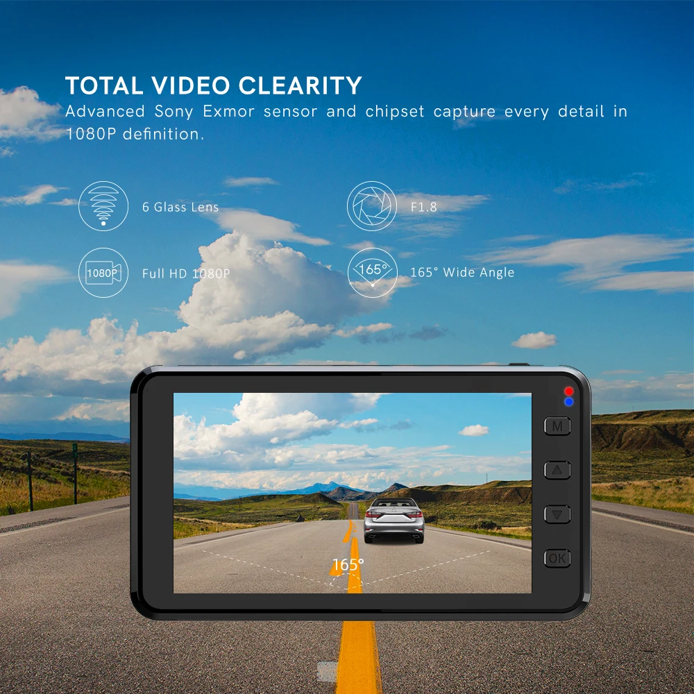 ZEROGOGO Автомобильный видеорегистратор с GPS Full HD 1080P ночным видением парковочный