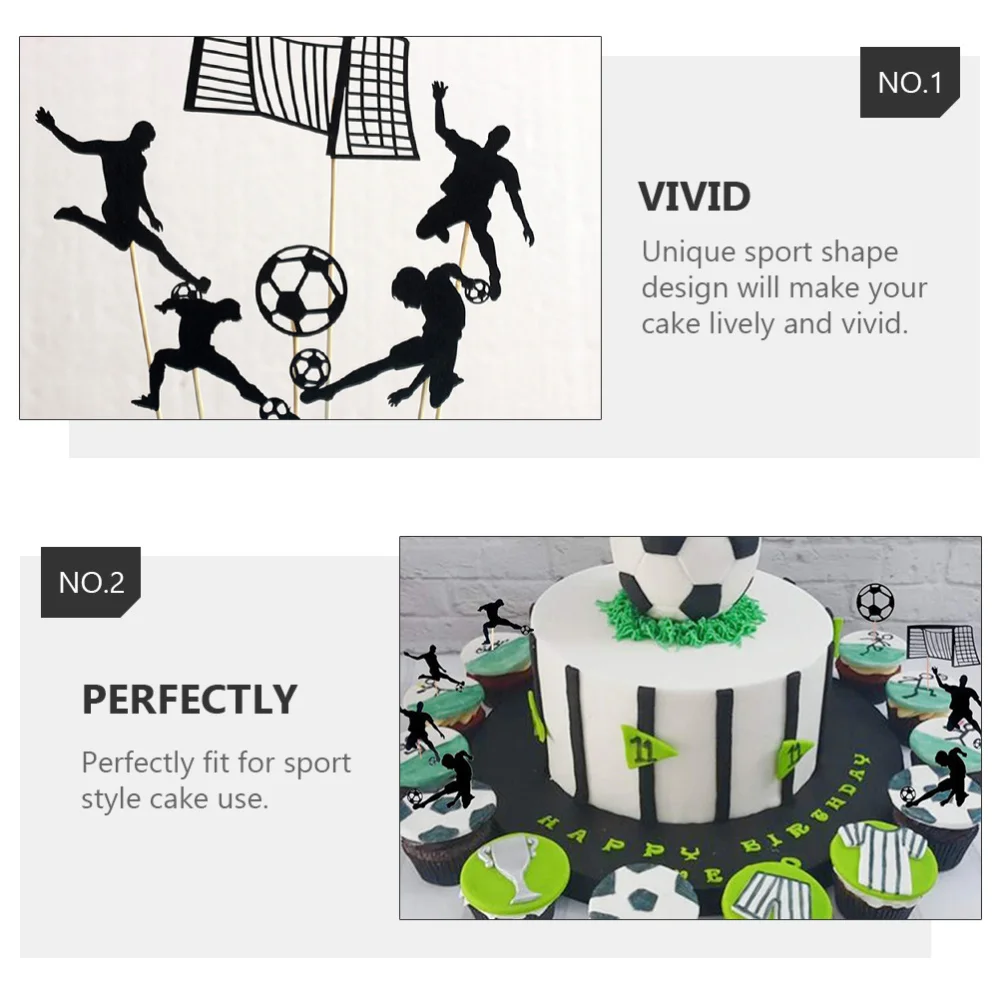 

1 Set of 36pcs Dessert Picks Football Theme Cake Decors Cupcake Toppers