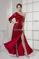free shipping 2018 new design rhinestone custom one shoulder crystal hot seller sexy long prom gown mother of the bride dresses