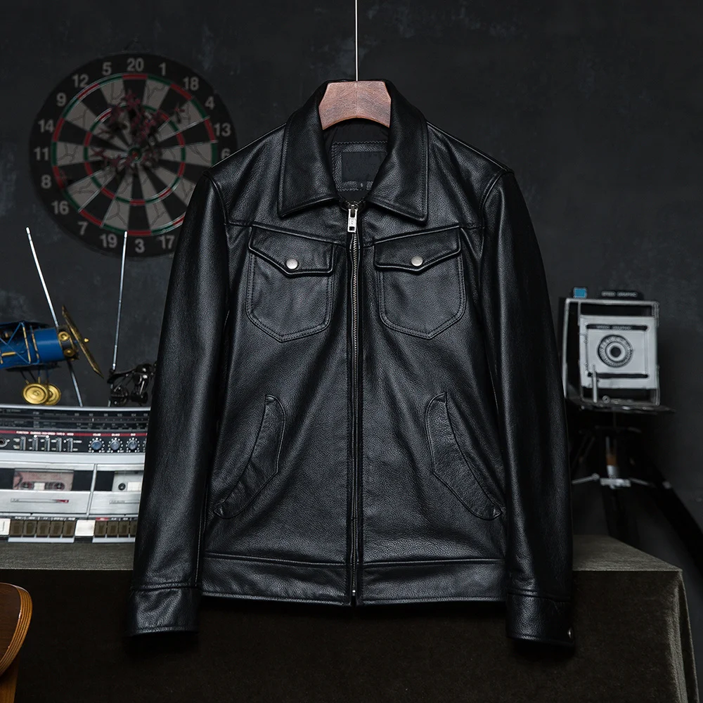

Genuine Men Leather Jacket 100% Natural Cowhide Men Leather Coat Male Skin Clothing Spring Autumn Asian Size S-6XL Dropshipping