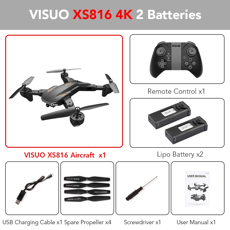 XS816 4K 2Battery Eachine VISUO XS809S BATTLES SHARKS 720P WIFI FPV Дрон С Щирокоугольным HD-камерой Складные RC Квадрокоптеры RTF RC Вертолетные Игрушки - Цвет: XS816 4K 2Battery