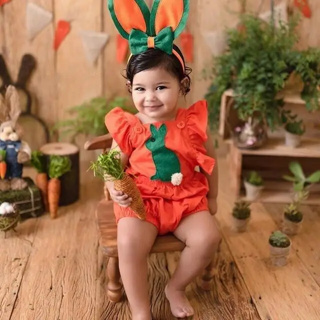 

Infant Kids Baby Girls Easter Bunny Clothes Fly Sleeve Backless Lovely Fashion Cotton Romper Jumpsuit Outfit 0-24M