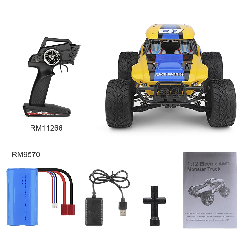 Wltoys 12402 A D7 1/12 Радиоуправляемый автомобиль 4WD 550 мотор пустынный Багги гусеничный 45