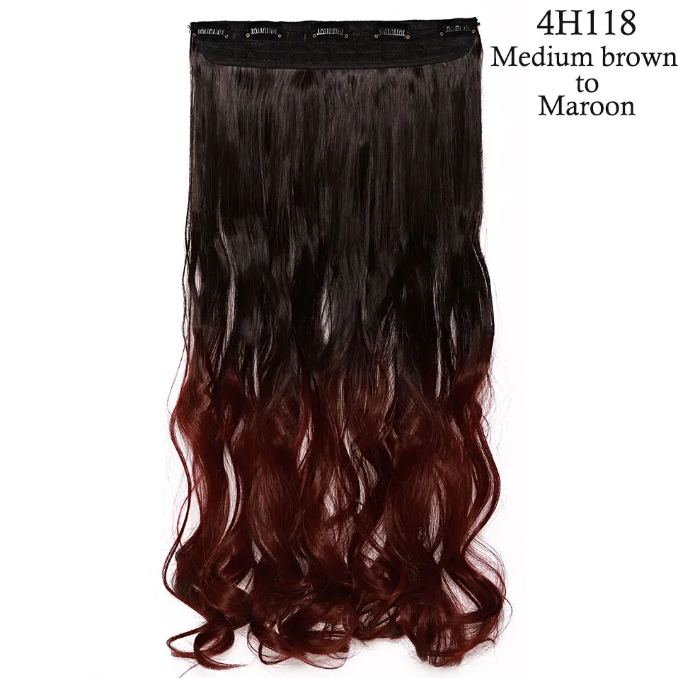 256 S-noilite, 49 цветов, 24 дюйма, кудрявые волосы для наращивания на заколках, один кусок, Омбре, красный, розовый, фиолетовый, синтетические волосы на заколках для женщин - Цвет: 256