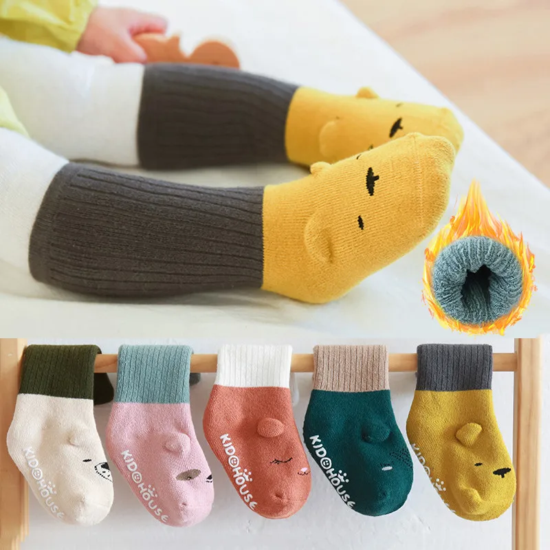 

Thicken Terry Baby Anti Slip Floor Socks Autumn Winter Newborn Warm Christmas Socks New Born Baby Girl Boy Infant Indoor Sock