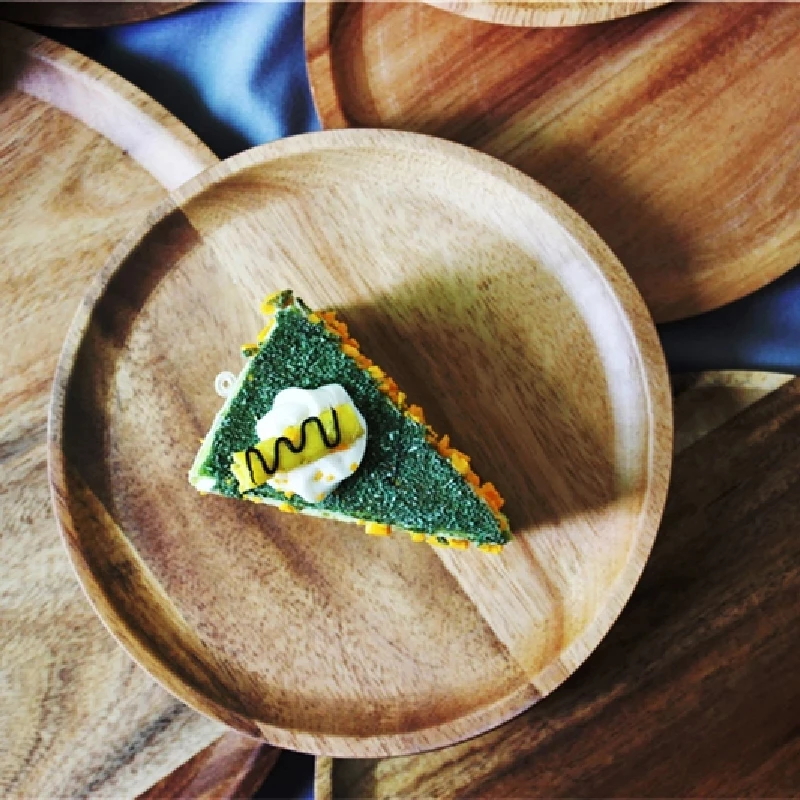 

Japan Style Wooden Round Solid Pan Plate Fruit Dishes Saucer Tea Tray Dessert Dinner Plate Storage Dish