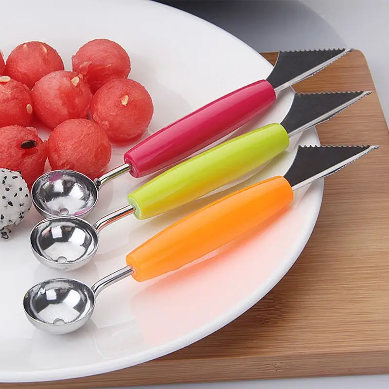 

2in1 Ice Cream Dig Ball Scoop Spoon Baller DIY Assorted Cold Dishes Tool Watermelon Fruit Carving Knife Cutter Gadge 69HF