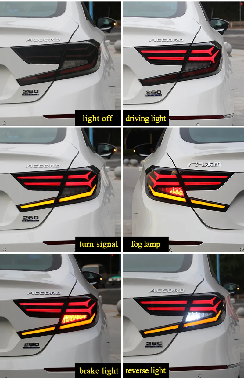 Автомобильный Стайлинг задний фонарь задние фонари для Honda Accord 10 задний фонарь DRL+ Динамический сигнал поворота+ обратный+ тормозной светодиодный