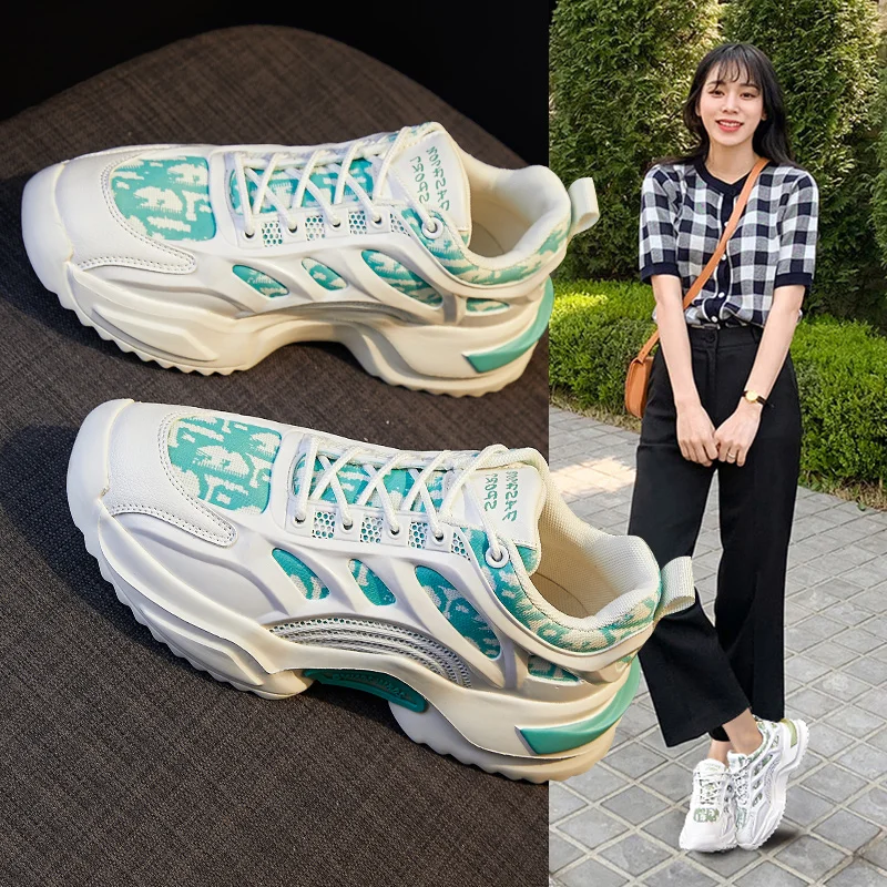 

Women's Chunky Sneakers Platform Dad Shoes Woman White Blue Green Sneakers woman vulcanize shoe Trainers zapatillas mujer basket