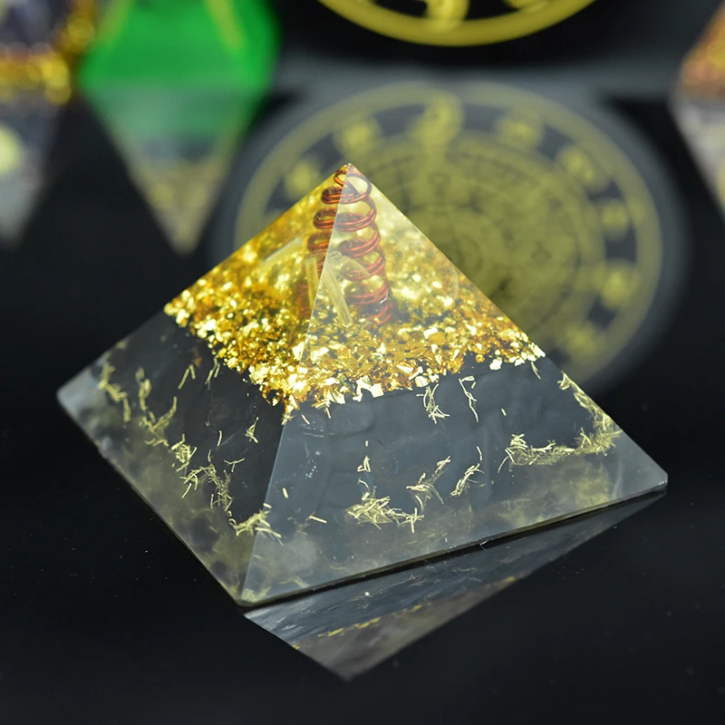 New Natural Crystal Point Orgonite Reiki Tourmaline Orgone Pyramid Energy Generator Meditation Yoga  Balancing Positive Energy