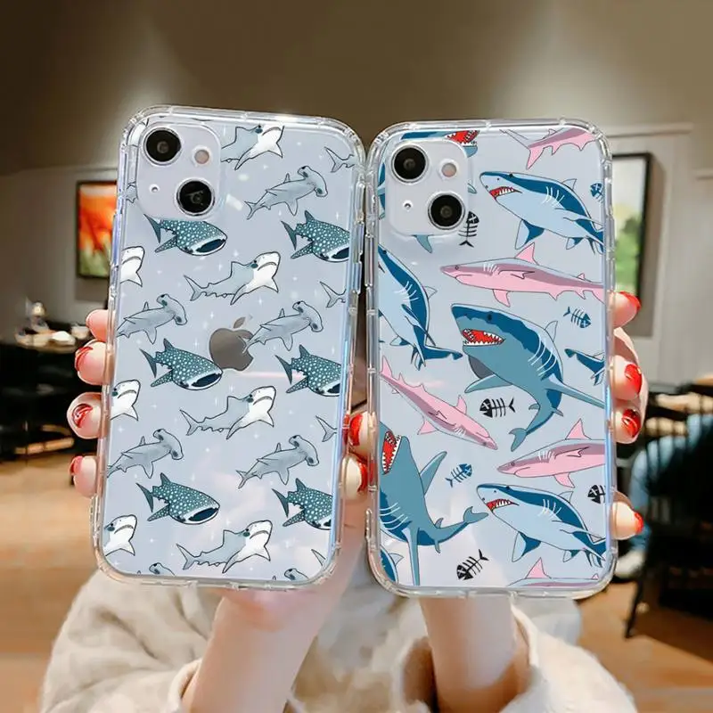 

shark Phone Case Clear Transparent for iPhone 11 12 13 mini pro XS MAX 8 7 6 6S Plus X 5S SE XR 2020