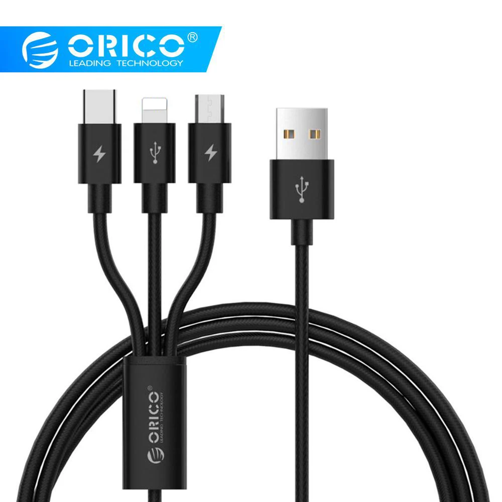 ORICO USB кабель для iPhone 7 6 6 S 5 5S зарядное устройство освещение Тип C Micro USB кабель 3 в 1 кабель для мобильного телефона