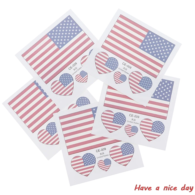 5 шт. 3D татуировки наклейки с флагами Национальный день сделай сам на День