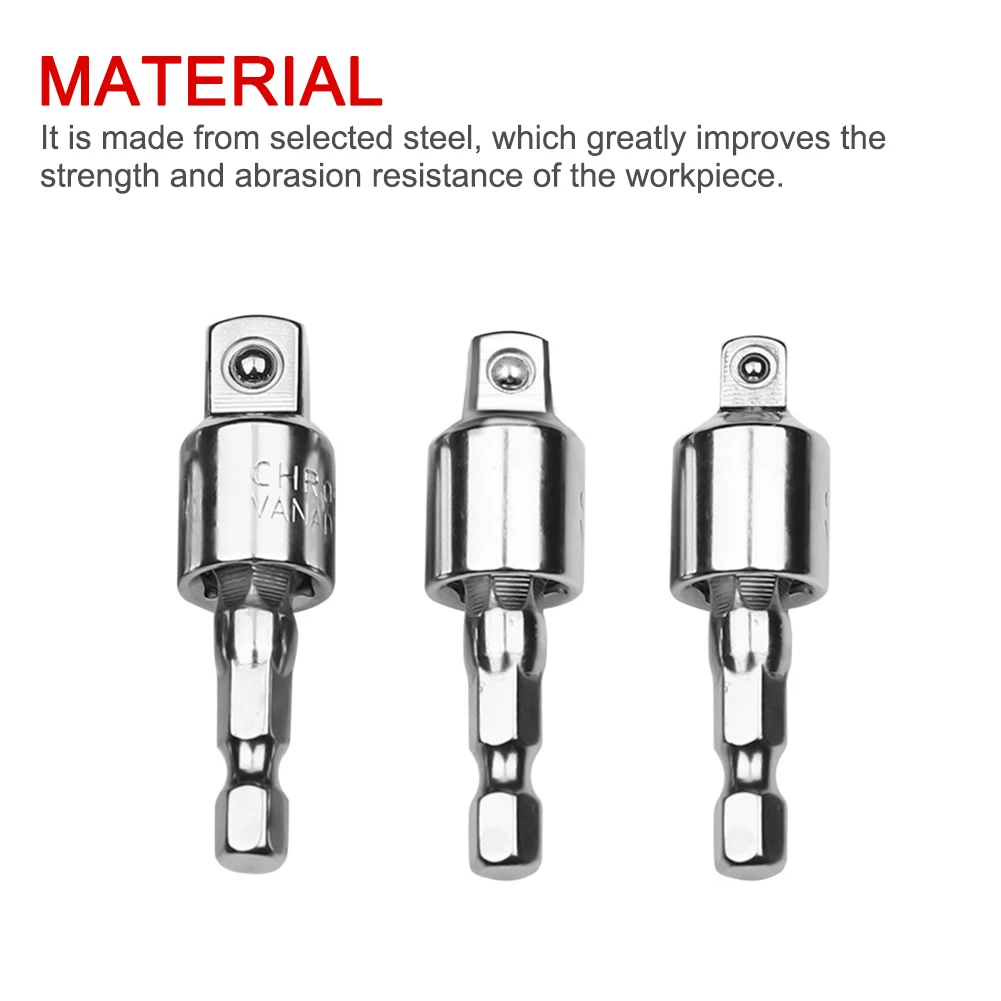

3pcs/set Rod Converter Bar Impact Driver Hex Shank Extension 360 Rotatable Accessory Tools Wrench Power Drill Sockets Adapter