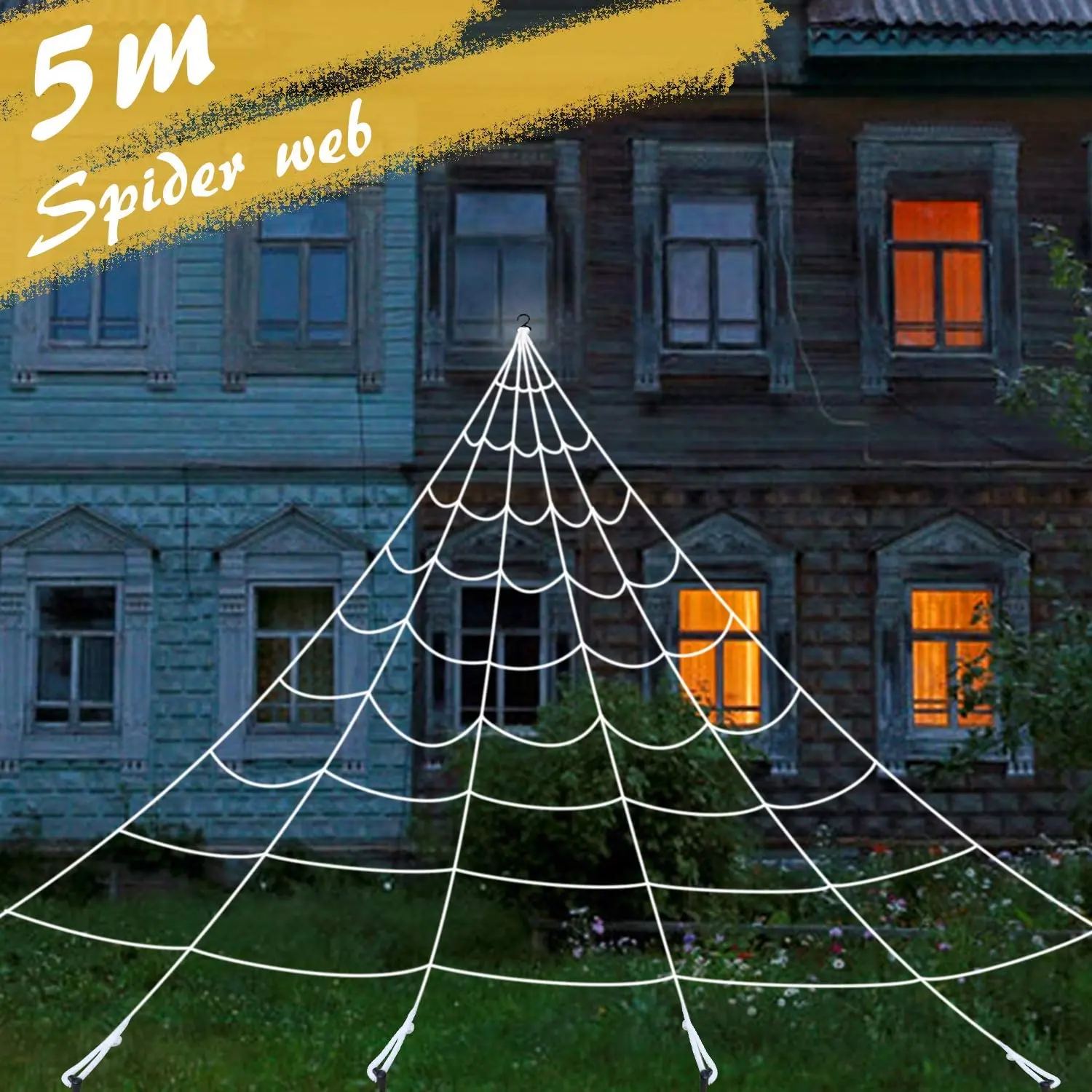 

Halloween Giant Spider Web Set Includes 15.7 x 16.4 ft Large Web for Halloween Outdoor Decorations Prank Toys Tricky Toys