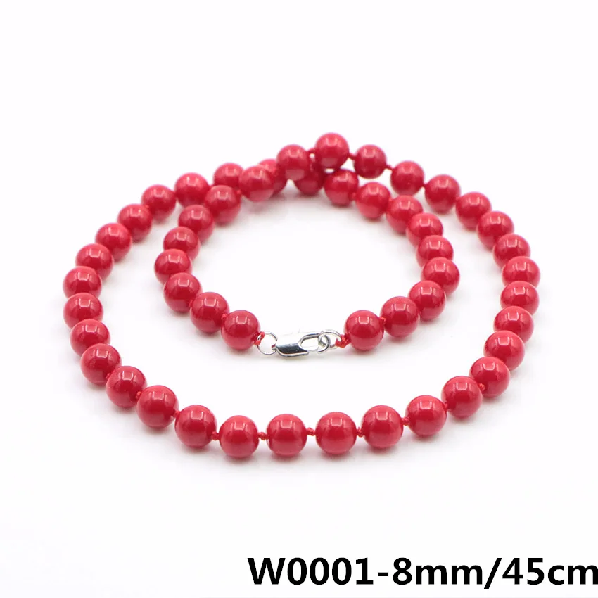 Ожерелье и серьги с красным жемчугом кораллового цвета 6-14 мм | Украшения