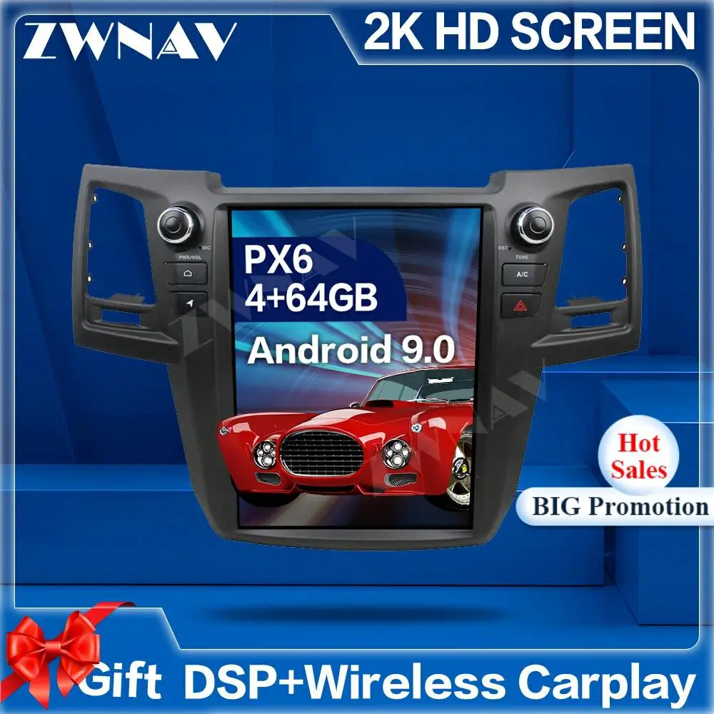 

Tesla Screen Android 9 Car Multimedia Player For Toyota Fortuner Hilux 2008-2015 car GPS Navigation Audio Radio stereo head unit