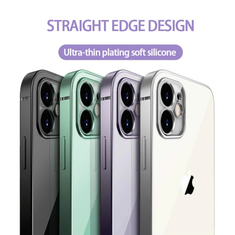 

2022 10PCS NEW Ultra thin slim Clear Transparent Plating Case For iPhone 13 11 Pro Max 11 12 Mini Soft TPU Shockproof Cover