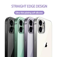 2022 10pcs new ultra thin slim clear transparent plating case for iphone 13 11 pro max 11 12 mini soft tpu shockproof cover