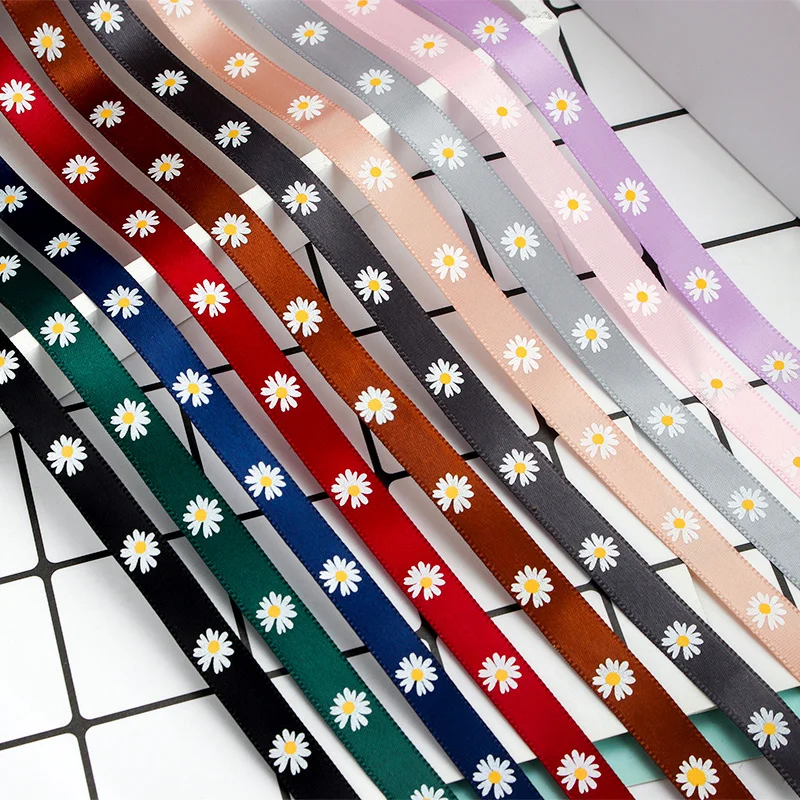 45 м Маргаритка печатная Grosgrain лента атласная цветы с цветочным принтом вечерние