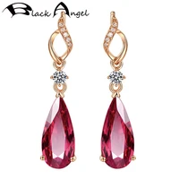 black angel vintage ruby diamond drop earrings for women luxury red gemstone 18k rose gold jewelry bague bijoux gift