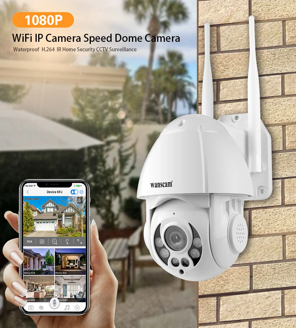Wanscam 1080P WiFi IP камера обнаружения движения Автоматическое отслеживание PTZ 4X зум 2 way