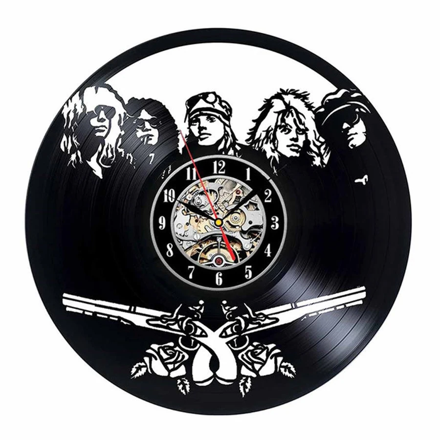 Настенные часы Guns N Rose с виниловой пластиной современный дизайн музыкальная тема