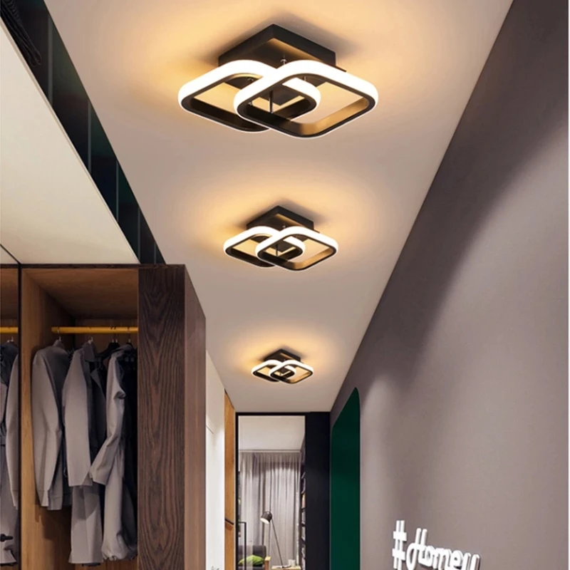 Luces de techo LED modernas para sala de estar, pasillo, balcón, dormitorio, pasillo, hogar, lámpara de techo LED blanca y negra de 110V/220V
